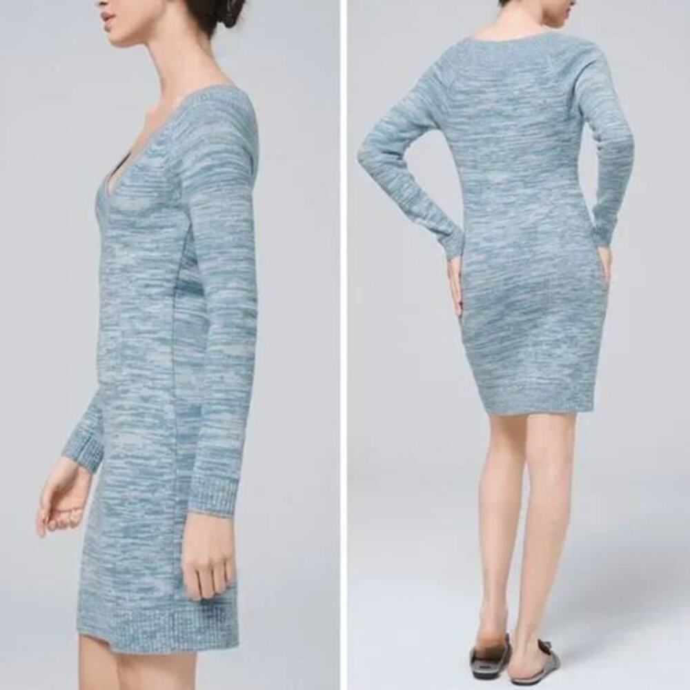 NEW White House‎ Black Market Super-Cozy blue Sweater Dress, S - Picture 2 of 16